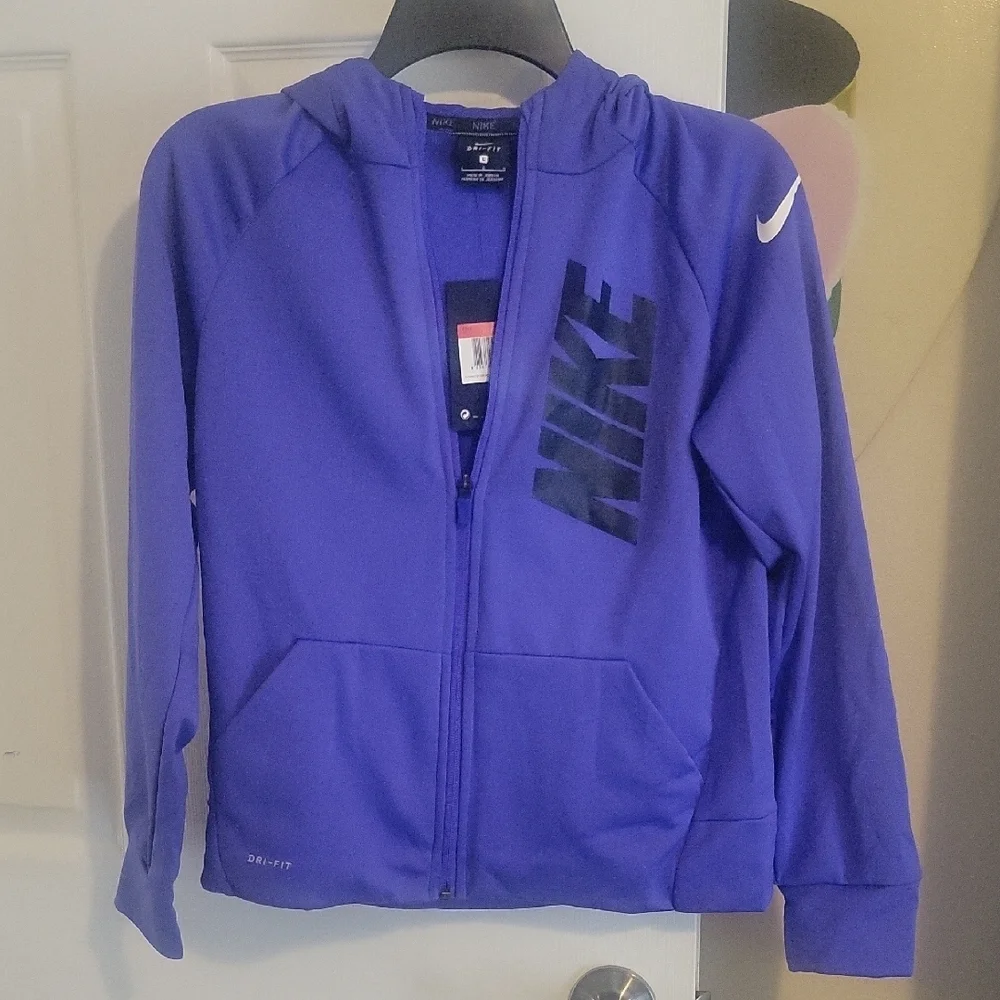 Nike Boys SzLg Dri-Fit Purple Full-Zip Hoodie Workout